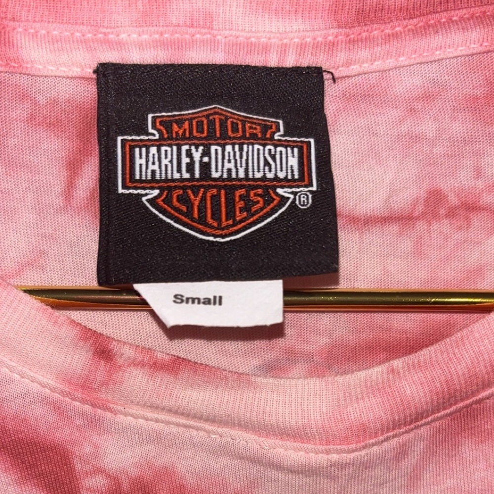 Harley-Davidson Woman’s Red Tie-Dye Crew Neck Graphic Tee Size Small P2P 17” - Picture 6 of 6